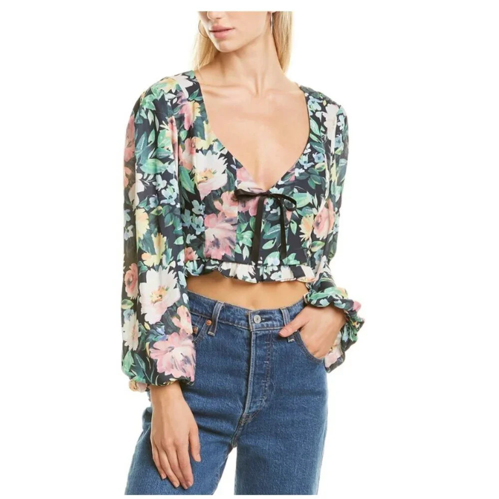 For Love and Lemons Viola Crop Top size Large